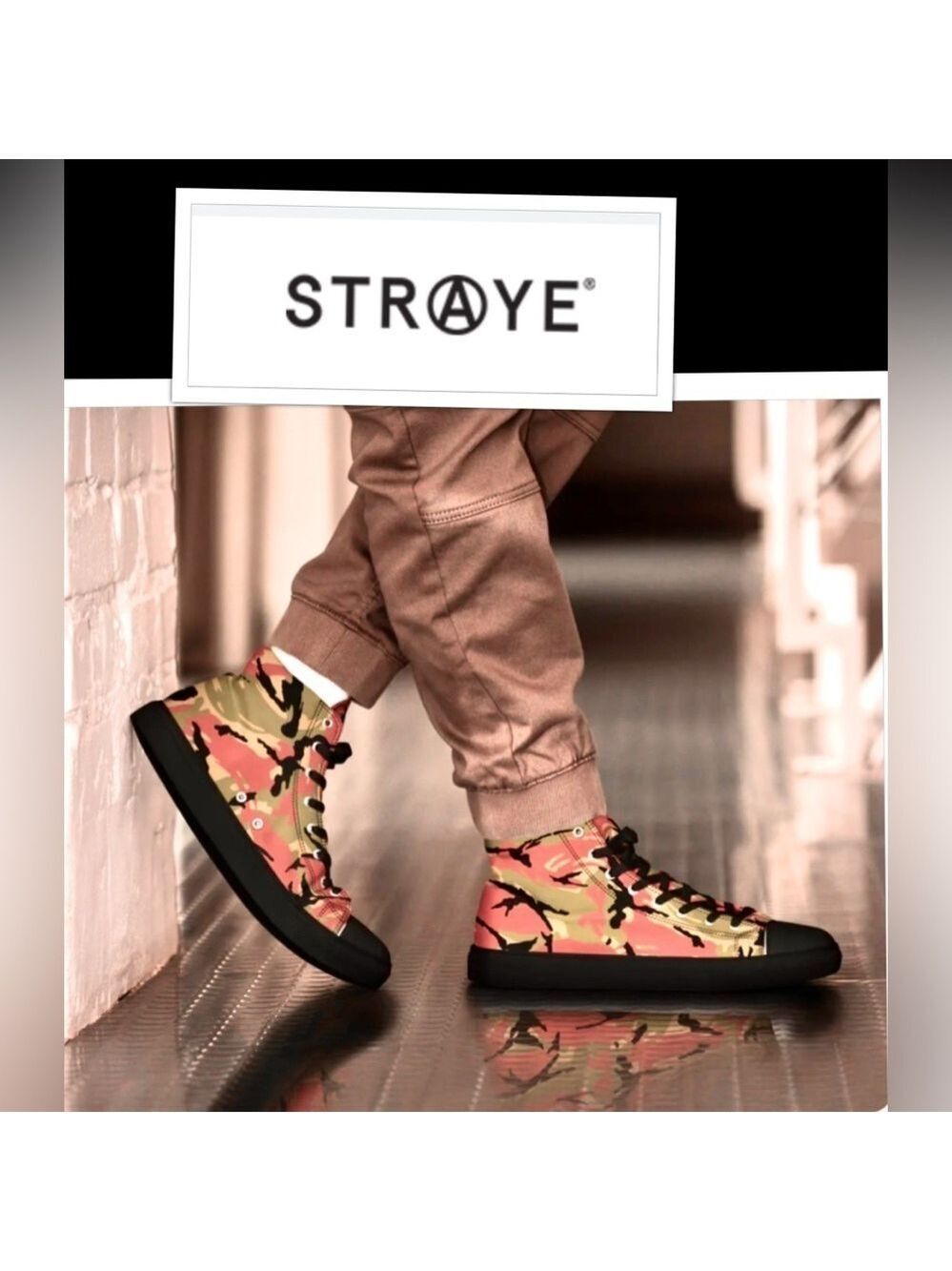 STRAYE Nostalgia Camo Hi Top Skater Sneakers Men’s 10 Wome 11.5 🔥RARE Print🔥